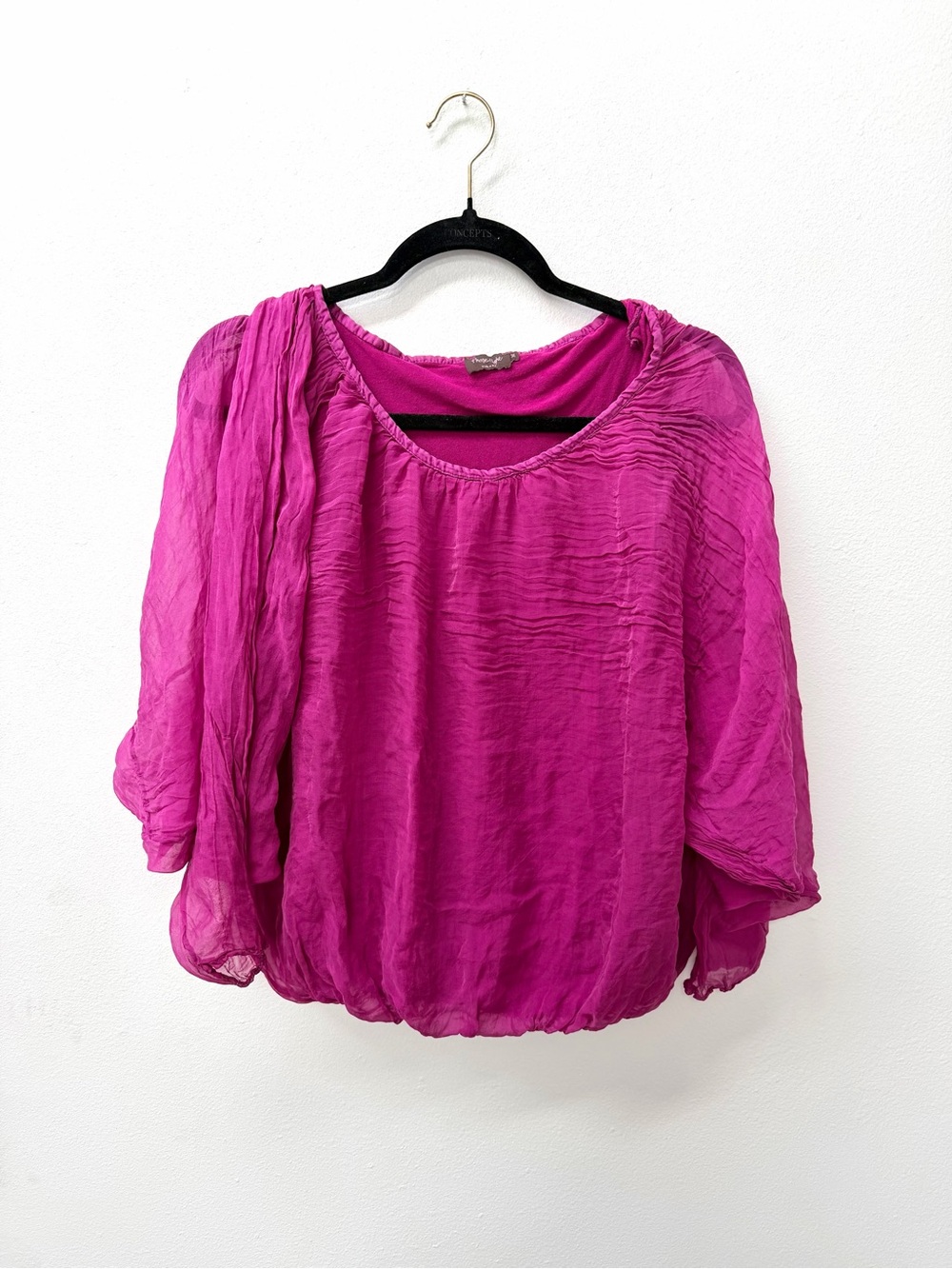 100% Silk Phase Eight Made In Italy Balloon Sleeve Top M Sheer Boho Luxury